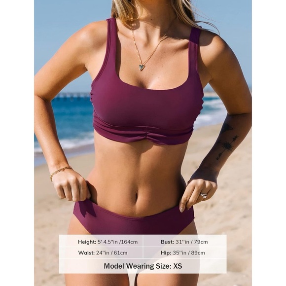 NWT Bikini Top Design with Ruched and Square Neck Tank SIZE M - Picture 5 of 17